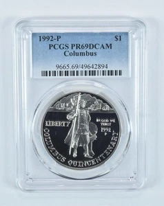 1992-P Columbus Commemorative Dollar PR69 DCAM PCGS Blue Label *8356 - Picture 1 of 5