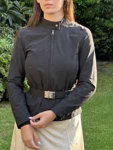 Prada Sz 40 Zip Up Jacket with Belt Tesla Tech Black Fitted Sexy - Picture 1 of 19