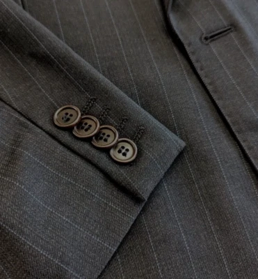 Ermenegildo Zegna 男式西装外套定制羊毛运动外套 46R 木炭蓝色条纹 — 第 1/4 张图片