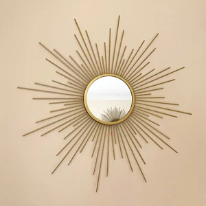 Gold Sunburst Wall Mirror 60cm Metal Frame Home Decorative Round Glass Bathroom  - Picture 1 of 6