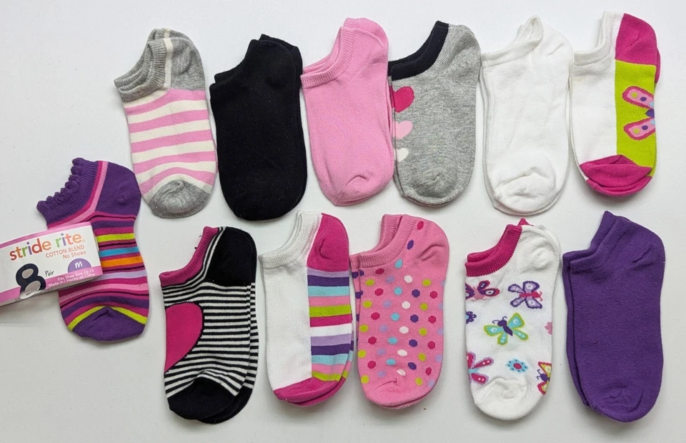 Lote de calcetines Stride Rite de mezcla de algodón para niñas No Show (G) - 11 pares+1 - talla 10-13 Foto 1 de 1