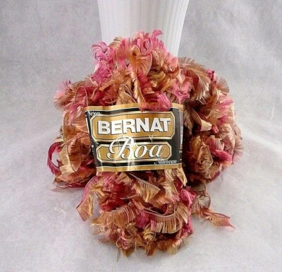 Bernat BOA Eyelash Novelty Yarn Color 81011 Partridge Pink Beige 71 yd 4 Balls - Image 1 of 4