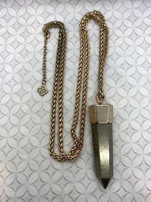 Kendra Scott Jayce Collar Largo Colgante Pirita Tono Oro Rosa Punta Cristal Foto 1 de 4