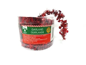 New 20 Ft Christmas House 1/2" Tinsel Garland Ornament Holiday Decor ~ Red - Picture 1 of 2