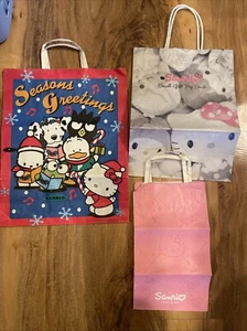 Vintage Sanrio Hello Kitty Store Gift shopping Bag Lot 3 Spottie Pekkle Badtz - Picture 1 of 12
