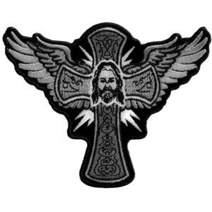 Parche Jesús Cruz y Alas Bordado Coser en Parche Nuevo Cristiano - Imagen 1 de 3