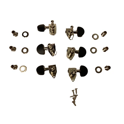 Black and Chrome Grover Guitar Tuners  - (SET OF 6) - Image 1 of 4