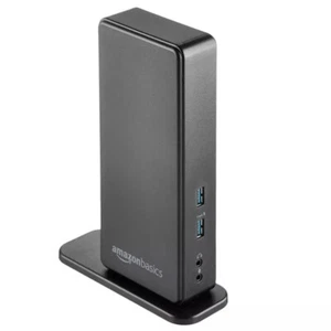 Amazon Basics USB 3.0 Universal Laptop Dual Monitor Docking Station, Black - Picture 1 of 10