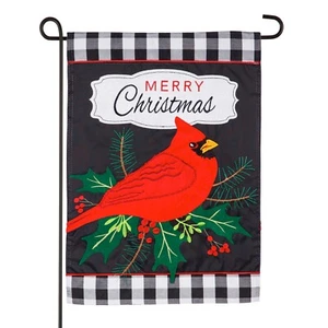*OPEN FLAG* Merry Christmas Cardinal Evergreen APPLIQUE Garden Flag 12.5” x 18” - Picture 1 of 1