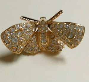 JOAN RIVERS Gold Tone Clear Crystal Butterfly Flutter Wings Brooch/Pin - Picture 1 of 3