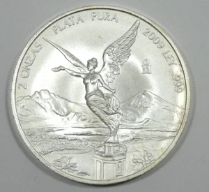 2009 MEXICO 2 oz Libertad or Onza  Pure Silver Coin UNC - Picture 1 of 4
