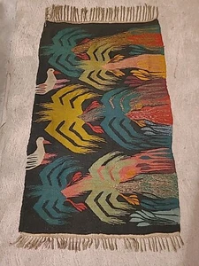 Antique Hand Made Mongolian Crane Beautiful Kilim Vintage Rug 49inx30in - Picture 1 of 5