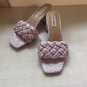Sandalias Steve Madden Niah Mujer 8.5M Púrpura Imitación Trenzada Ruffia Sin Cordones - Imagen 1 de 9