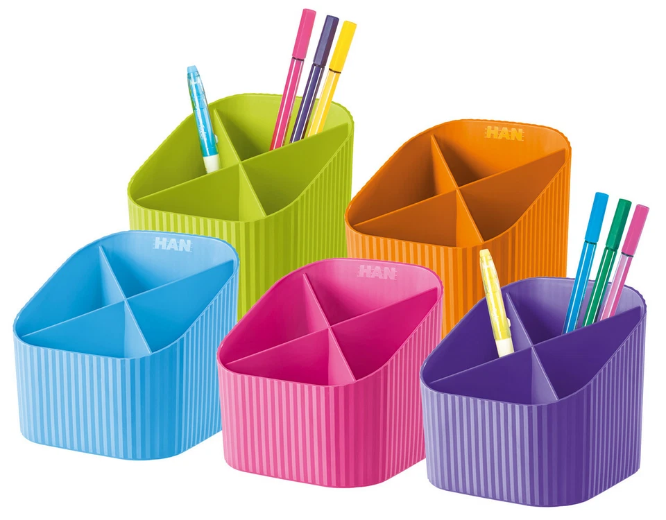 HAN 17230 Schreibtischköcher Stifteköcher X-LOOP 4 Fächer 10 Farben
