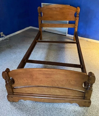 Antique Solid Maple Twin Size Bed  1950's, possibly by Davis Cabinet Co Cover