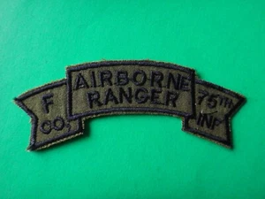 Vietnam War F Co. 75th Infantry Rgt AIRBORNE RANGER Subdued Scroll Patch - Bild 1 von 3