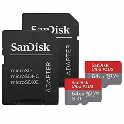 SanDisk Ultra Plus 64GB microSDXC UHS-I Card with SD Adapter (2 Pack of 64 GB) ( - Image 1 of 4