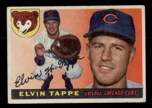 1955 TOPPS #129 ELVIN TAPPE CHICAGO CUBS (CREASE)