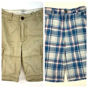 Boys Shorts Lot of 2 (Old Navy - Abercrombie) Khaki & Blue - Size 12 - Picture 1 of 11