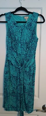 Banana Republic Jssa London Collection Teal/Blue Dress Size 6 Lined Peep Hole - Image 1 of 4
