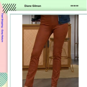 DG2 by Diane Gilman Espresso Coated Knit PullOn Slim Pant Brown - Sz L - Picture 1 of 2