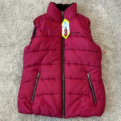 NWT $80 FREE COUNTRY Ladies Ultrafill Puffer Vest NWT MEDIUM M Garnet Jacket - Image 1 of 4