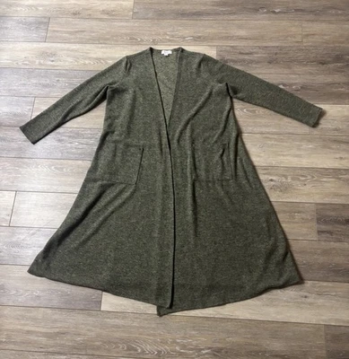 Cárdigan Lularoe Sarah Duster Talla M Verde Oliva Elastizado Gran Tamaño Lagenlook Acogedor Foto 1 de 4