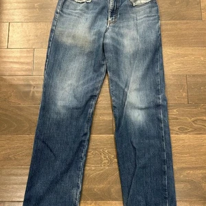 Eddie Bauer Flannel Lined Jeans 36x34 Dark Wash Denim Straight Fit Y2K WARM - Picture 1 of 7