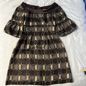 Nanette Lepore Damen braun hellbraun Kleid 2 Seide Made in USA gefüttert - Bild 1 von 19