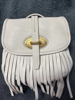 $450 DOONEY & BOURKE FIONA FRINGE CROSSBODY BAG White Leather - Image 1 of 3