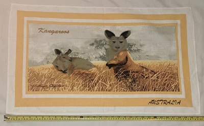 Australia Kangaroos Tapestry Cloth Wall Hanging 18.5" x 35.5" - Image 1 of 4