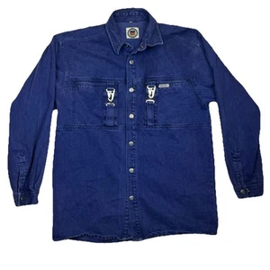 Vintage Pure Gear Denim Work Jacket Snap Heavy Men’s Size L Jean Chore Shirt - Picture 1 of 24