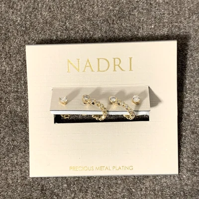 Juego de aretes Nadri Daylight aro/estud chapado en oro de 18k circonita cúbica Foto 1 de 4