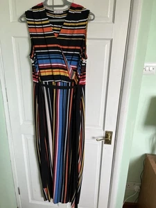 Per Una Striped Sleeveless Maxi Dress With Tie Belt- Size 18 - Picture 1 of 6