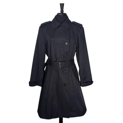 Ralph Lauren Women’s Trench Coat L Navy Blue Double Breasted Belted Cotton Blend - Image 1 of 4