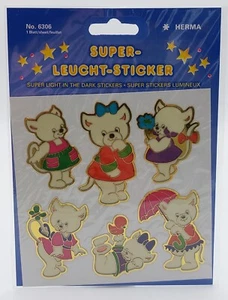 Vintage Herma Magic Glow in the Dark Súper Luminoso Pegatina Arco: Gatos - Imagen 1 de 4