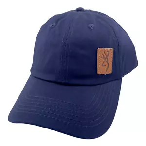 Browning Company Lynsey Navy Blue Leather Logo Patch Adjustable Dad Hat Cap - Picture 1 of 4