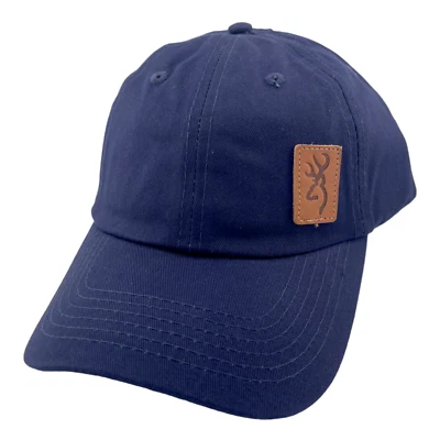 Browning Company Lynsey Navy Blue Leather Logo Patch Adjustable Dad Hat Cap - Image 1 of 4