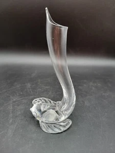 Vintage Steuben Clear Art Glass Dolphin Koi Fish Goldfish Bud Vase - Picture 1 of 7