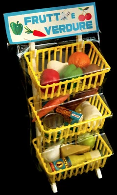 Bambini Giocattolo Negozio Verdure Scaffale Plastica Cestini Set Confezione 70er - Immagine 1 di 2