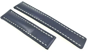 Uhrenarmband 20/18 dunkelblau kompatibel Breitling Faltschliesse helle Naht / 25 - Picture 1 of 3