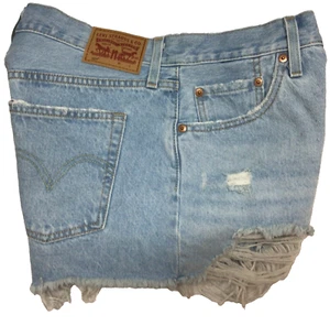 Women's Size 28 LEVI 501 Blue Jean Cutoff Distressed Shorts NWT Denim Bottoms - Picture 1 of 15