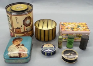 9 Vintage Tins Tums Dr Edwards Yellow Moon Fodprof Paste - Picture 1 of 7