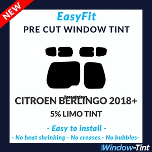 EasyFit Static Pre Cut Window Tint For Citroen Berlingo 2018+ - 5% Limo Rear - Picture 1 of 3