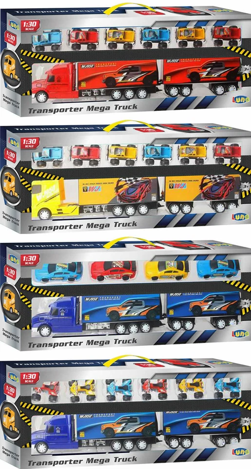 DIAKAKIS Luna Transporter Mega Truck 65cm Lastzug LKW mit Anhänger +3J