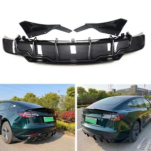 Rear Lip Bumper Diffuser Spoiler Body Kit For 2017 2018-2023 Tesla Model 3 Sedan - Picture 1 of 10