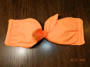 Victoria Secret Bikini bathing suit Swim Top S bandeau NEON ORANGE   - Picture 1 of 3