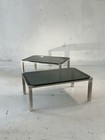 1970 MAISON JANSEN 2 TABLES BASSES ART-DECO MODERNISTE SHABBY-CHIC Métal Argenté