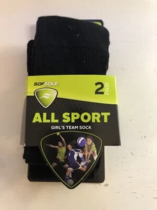 New Sofsole All Sport Girl’s Team Sock 2 Pair Black XS 9C-1Y - Picture 1 of 2