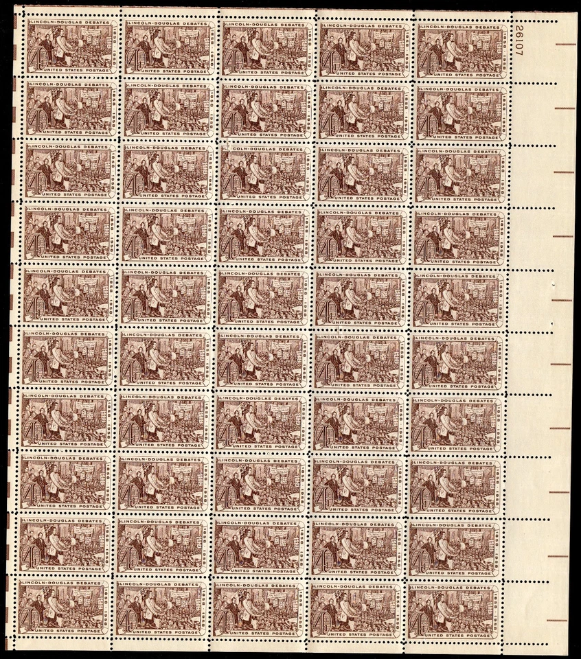 Scott #1115 Lincoln-Douglas Debate Sheet of 50 Stamps - MNH P#26107 UR - Image 1 of 1